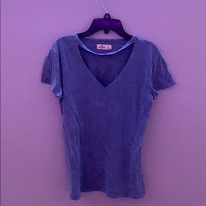blue cut out t-shirt